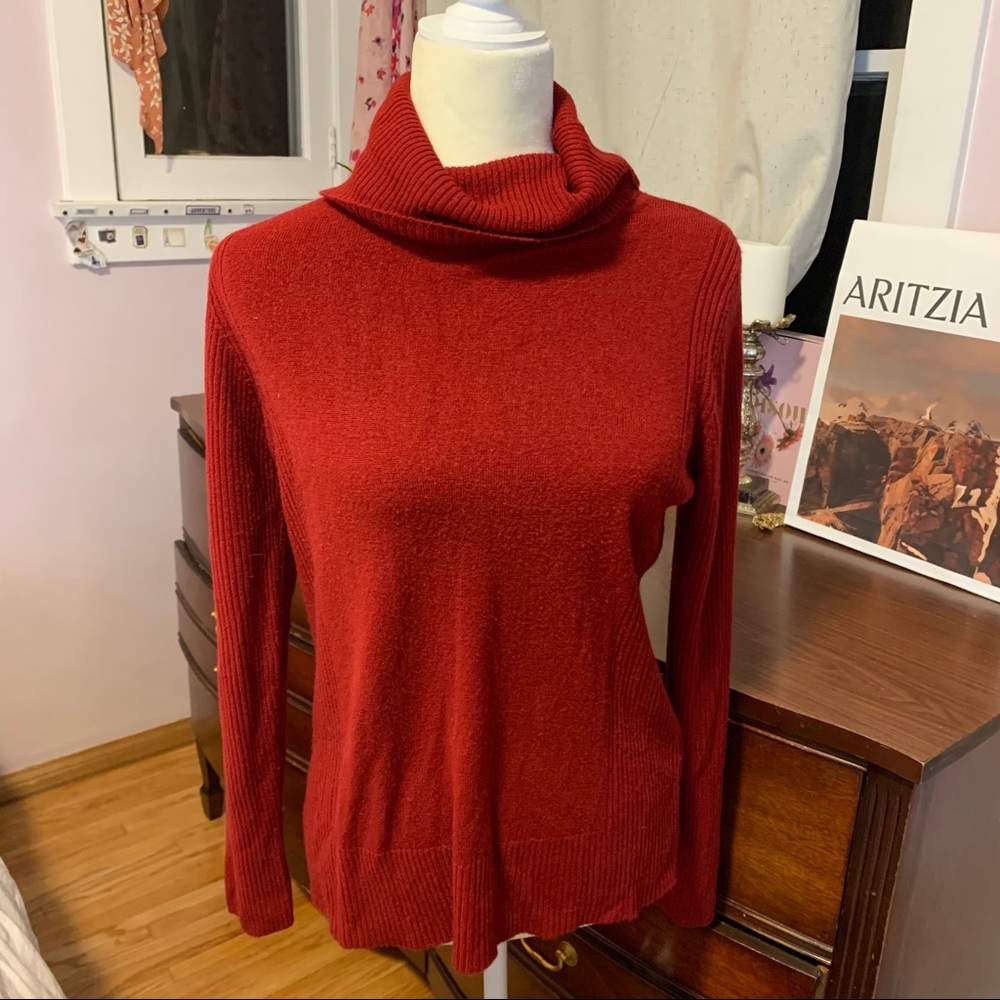 Turtle neck red knit sweater